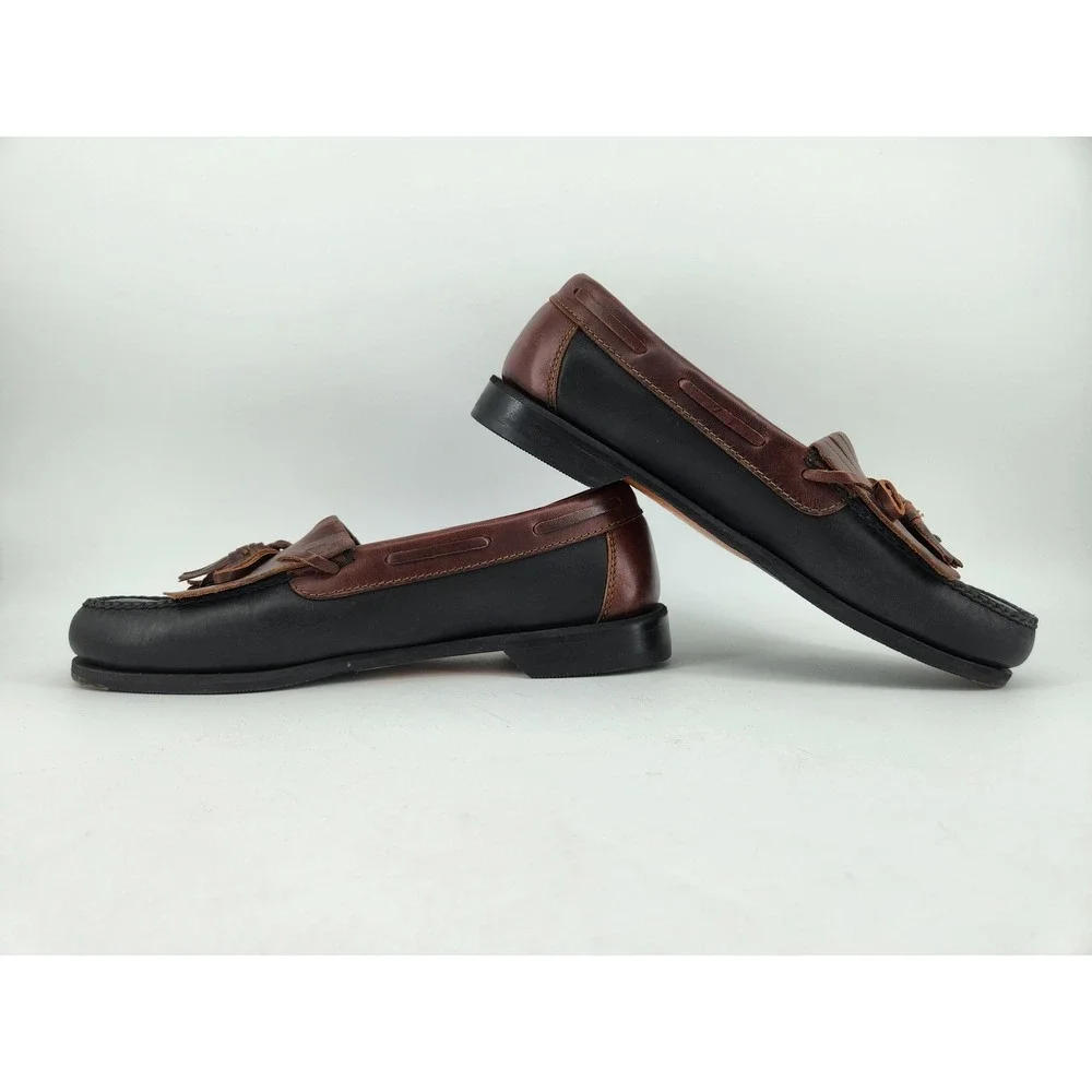 Johnston & Murphy Aragon II Kiltie Tassel Loafers Mens 9.5 M Black Brown Leather